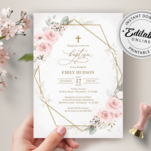 Elegant First Communion Invitation Template First Holy Etsy Canada