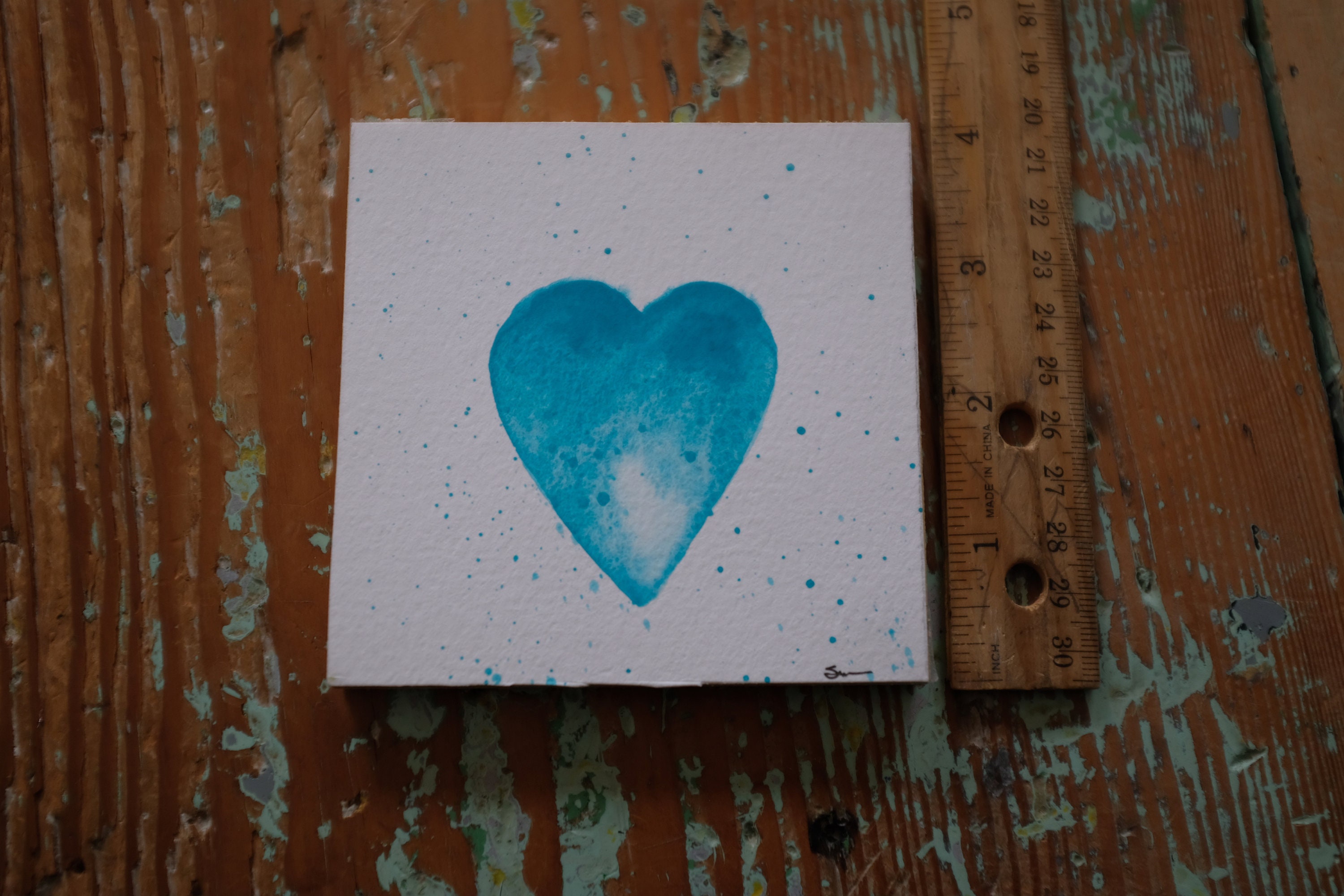 Valentine's Day Teal Heart Mini Canvas Etsy New Zealand