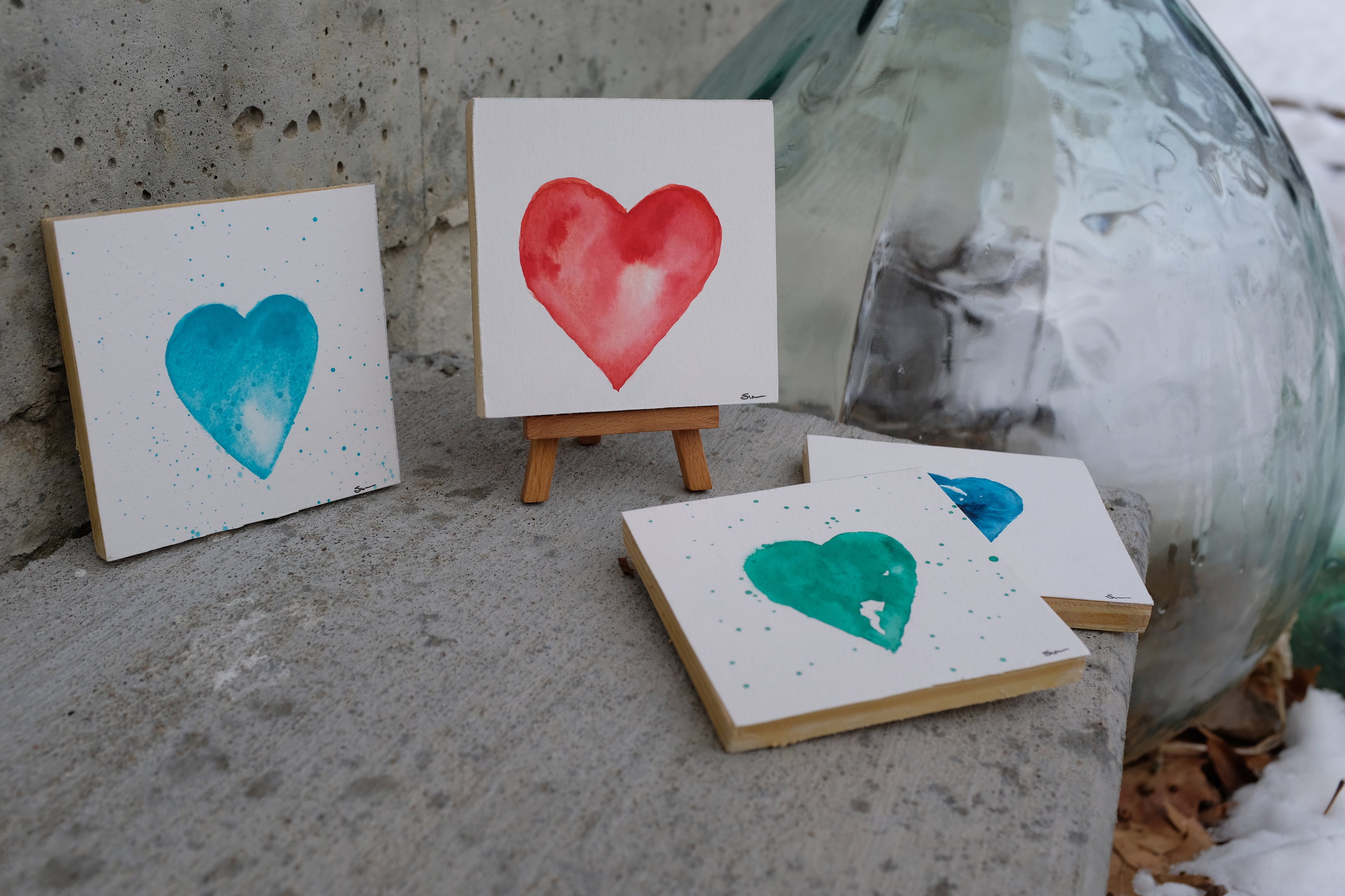 Valentine's Day Teal Heart Mini Canvas Etsy New Zealand