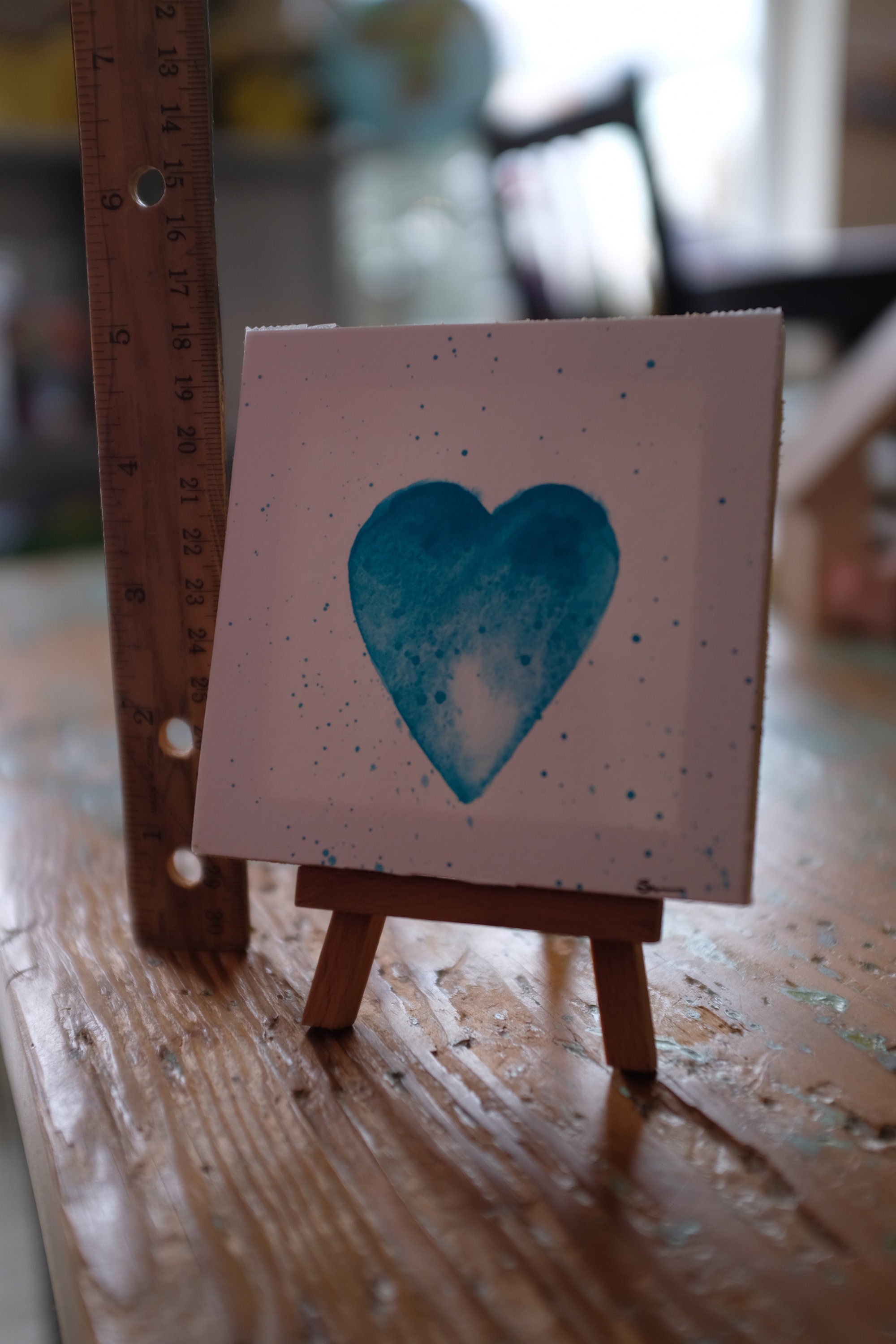Valentine's Day Teal Heart Mini Canvas Etsy New Zealand