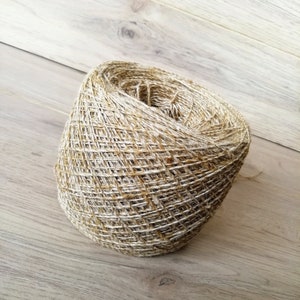 Silk 100% Natural weaving yarn Luxury golden brown tsumugi silk yarn Art fiber Hand and machine knit Crochet 100-200g/3.5-7 oz yarn cake