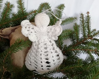 Ange Décor sapin de Noël Crochet ange blanc Décor de table Ornements de mariage Ange de baptême Ange gardien Cadeau ange crochet