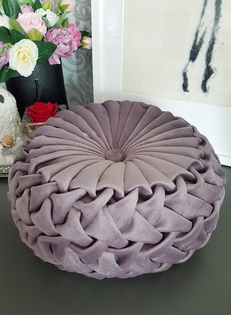 Round Velvet Pillow// Handmade Round Velvet Cushion// Etsy