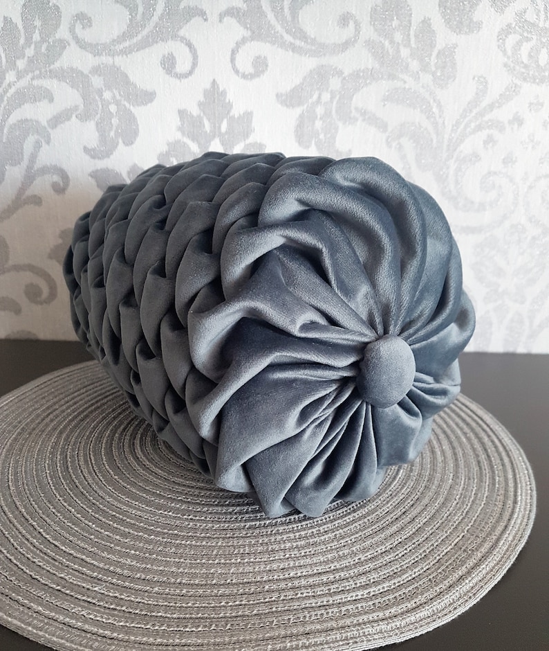 Grey Velvet Bolster Pillow// Handmade Velvet Canadian Smocking Etsy