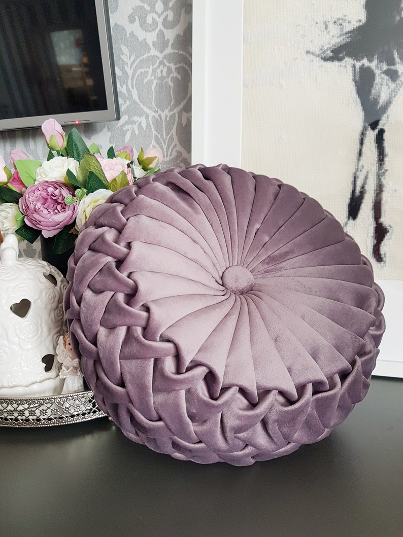 Round Velvet Pillow// Handmade Round Velvet Cushion// Etsy