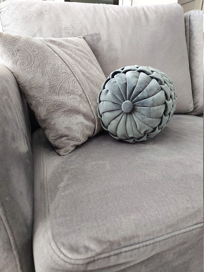 Grey Velvet Bolster Pillow// Handmade Velvet Canadian Smocking Etsy
