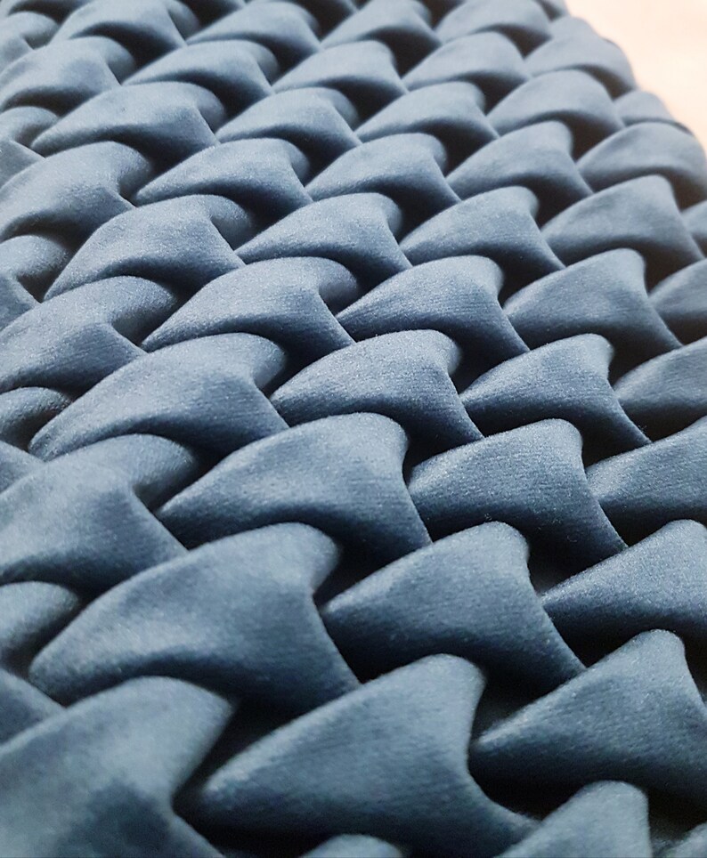 Navy Blue Velvet Bolster Pillow// Handmade Velvet Canadian Smocking