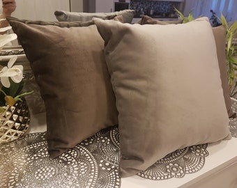 Velvet pillow// Handmade velvet cushion// Decorative brown luxury pillow //