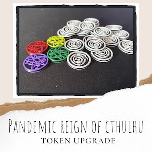 Pandemic: Reign of Cthulhu Token Upgrade Set, board game upgrade, pandemic game, pandemic board game upgrade, game pieces, upgrade token