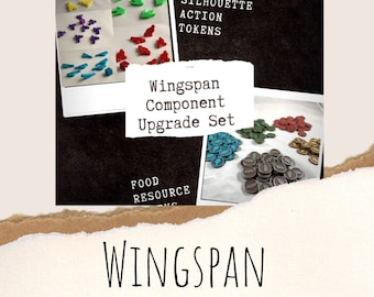 Wingspan Board Game Component Upgrade Set, wingspan board game pieces, board game upgrades, board game, wingspan board game tokens, upgrade