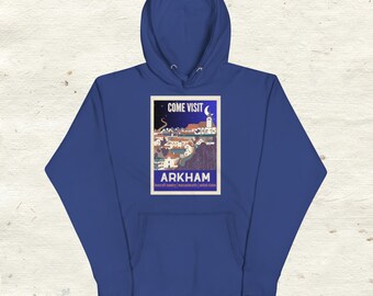 Vieni a visitare la felpa con cappuccio Arkham / Lovecraft / Cthulhu