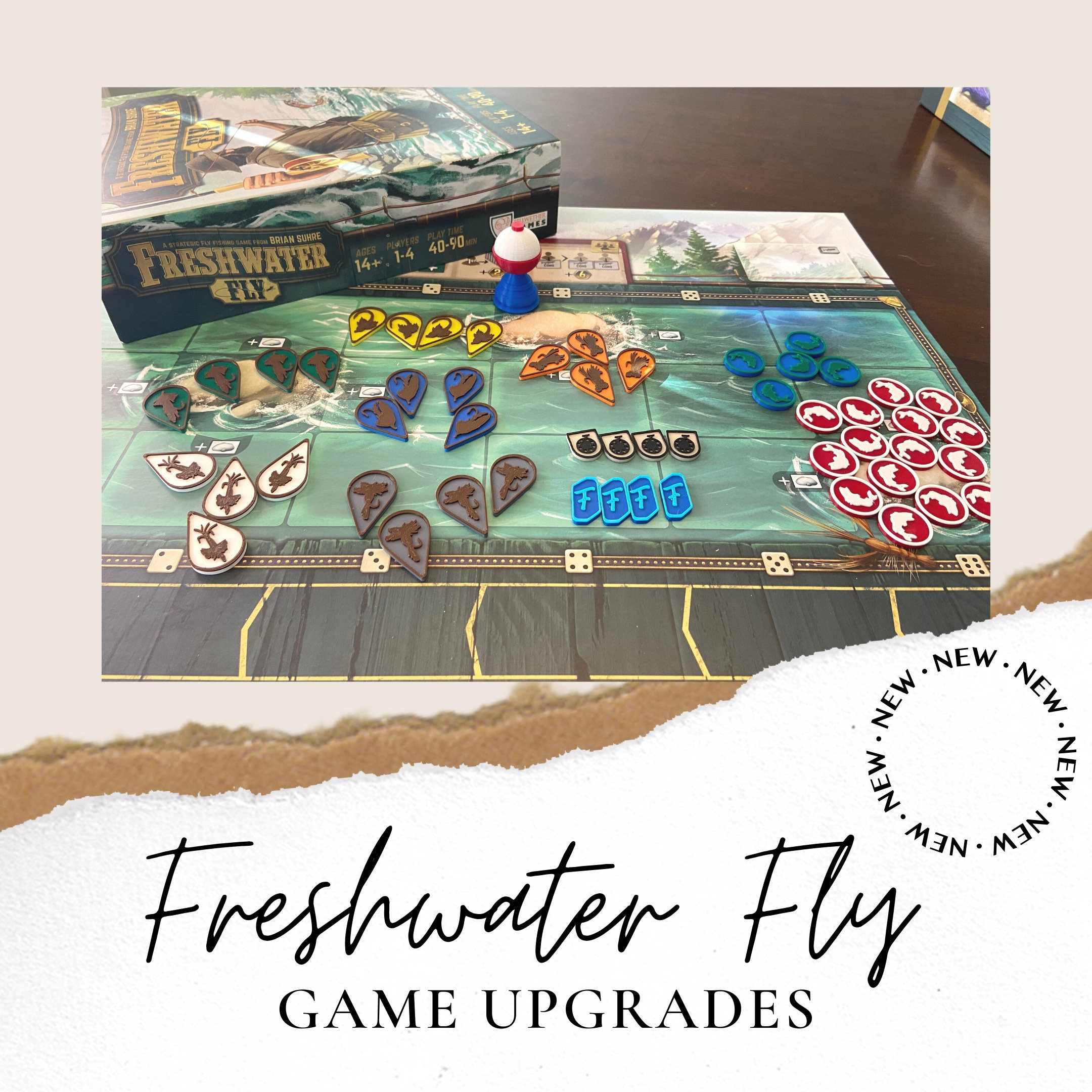 Freshwater Fly Board Game, Upgrade Set, Board Game Upgrade, Board Game  Tokens, Board Game , Fishing Game Pieces, Board Game, Freshwater Fly 