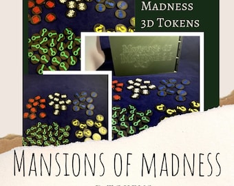 Gioco da tavolo Mansions of Madness, set di gettoni 3D, aggiornamento del gioco da tavolo, palazzi della seconda edizione della follia, aggiornamento dei token, aggiornamento del gioco da tavolo, gettoni
