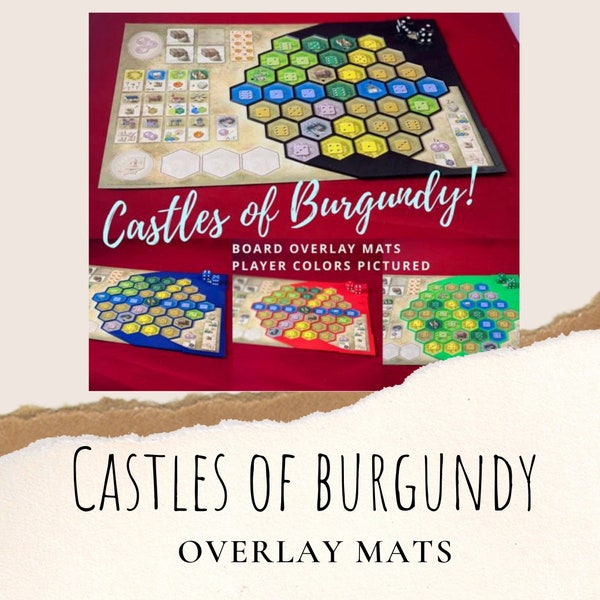 Castles of Burgundy board game, Overlay Mat Set, castles of burgundy upgrade, board game upgrade, board game, game mat,game upgrade