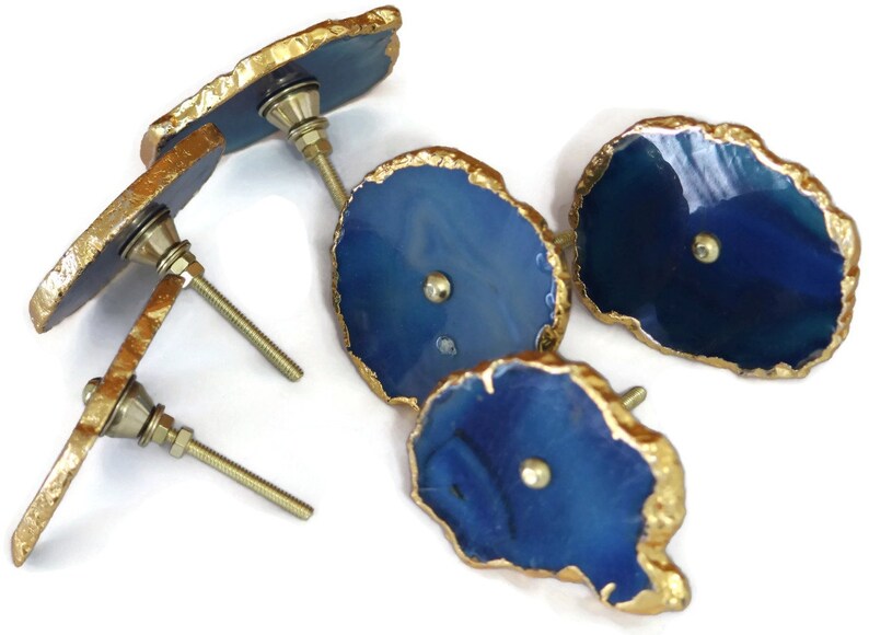 Blue Agate Knobsblue agate Handmade Knobs Drawer Etsy