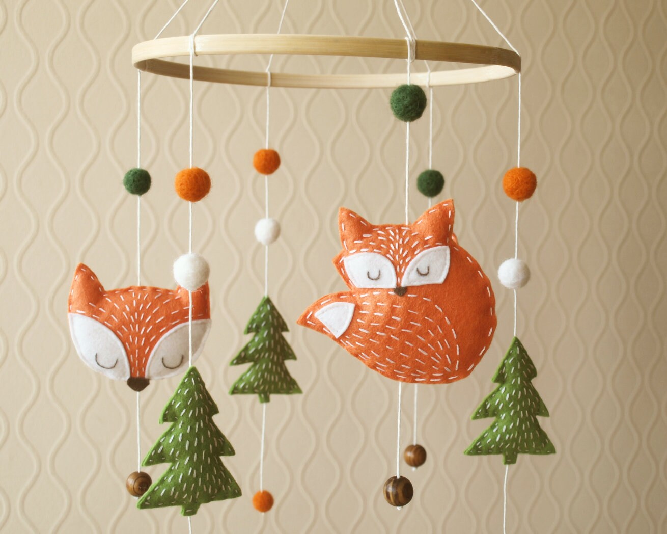 Animal mobile nursery/ baby crib forest mobile/ felt fox owl Etsy