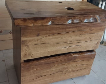 Meuble de salle de bain en bois de châtaignier massif Holz Holzregal live edge Holzmöbel