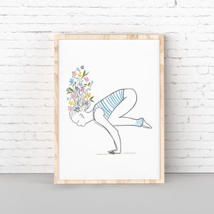 Yoga print, Yoga pose poster, Instant download yoga art, Yoga pose print, Meditation room poster, Cute yoga illustration, Yoga room decor