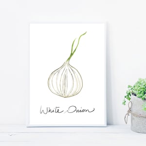 Vegetables print, Onion print, Kitchen art print, Food art, Veggies printable, Veggie print, Printable kitchen poster, Digital poster