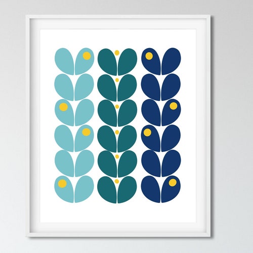 Scandinavian Printable Navy and Yellow Wall Art Scandinavian Etsy