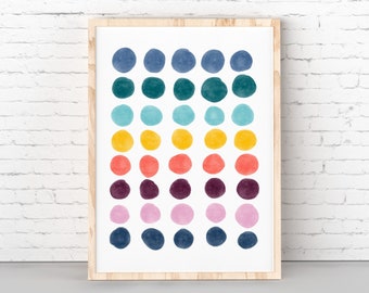 Playroom colorful art, Abstract nursery wall art print, Scandinavian playroom print, Happy abstract art, Watercolor kids art, Happy prints