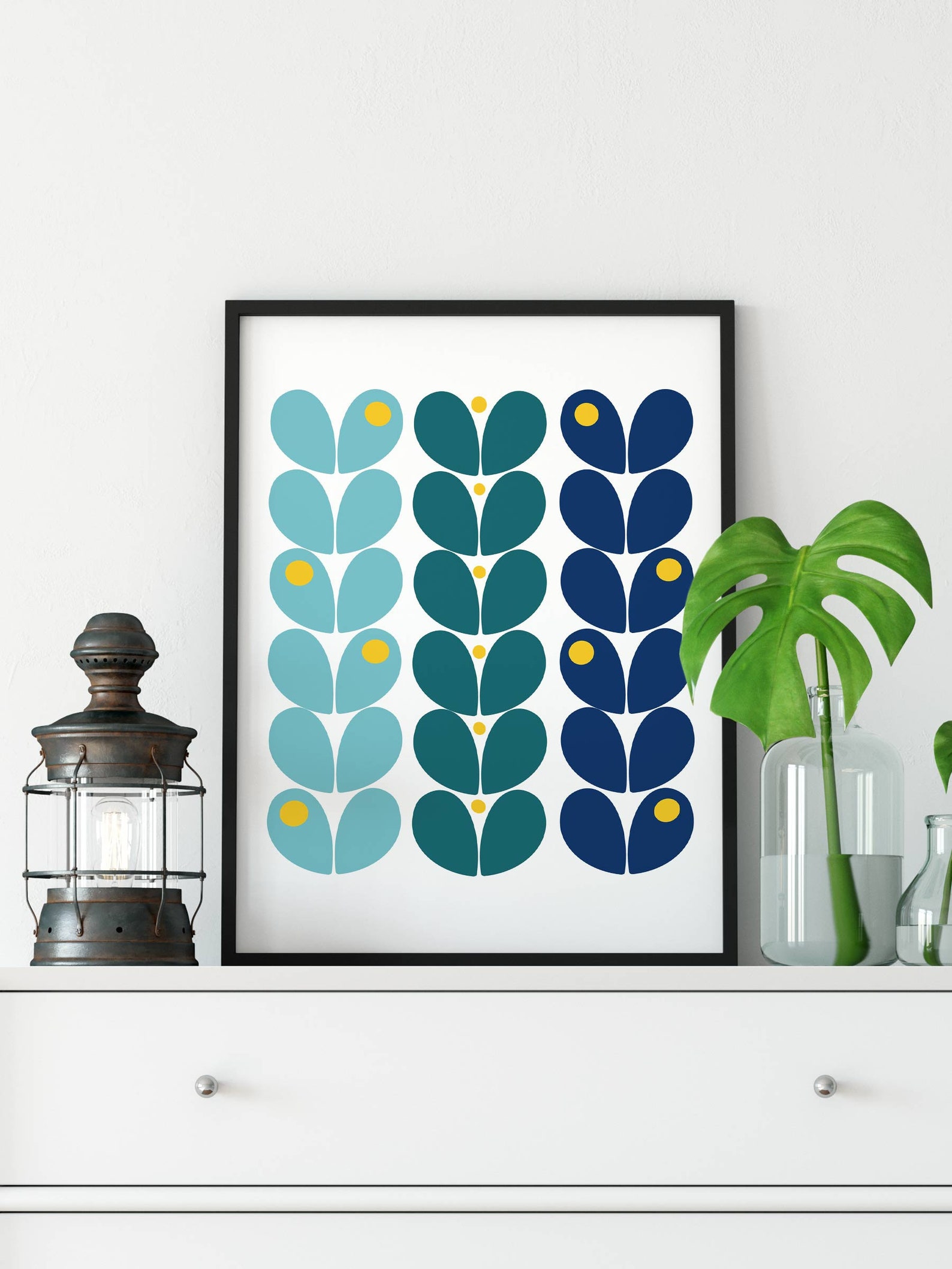 Scandinavian printable Navy and yellow wall art Scandinavian Etsy