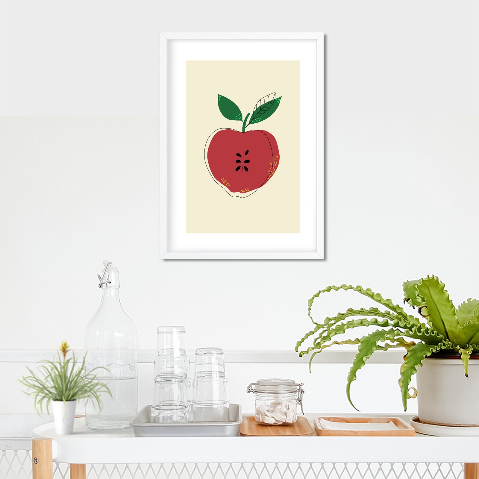 Apple wall art fruit print downloadable art for kitchen Etsy