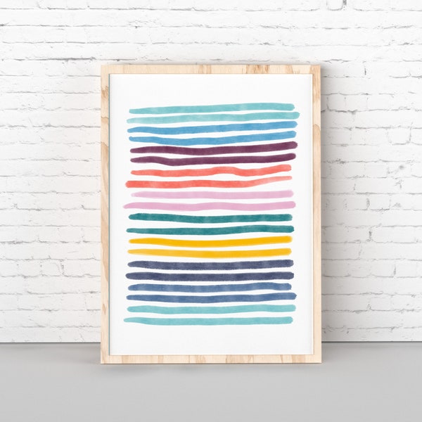 Nursery abstract art, Playroom kids print, Modern nursery wall art print, Scandinavian playroom art, Watercolor kids art, stripes prints