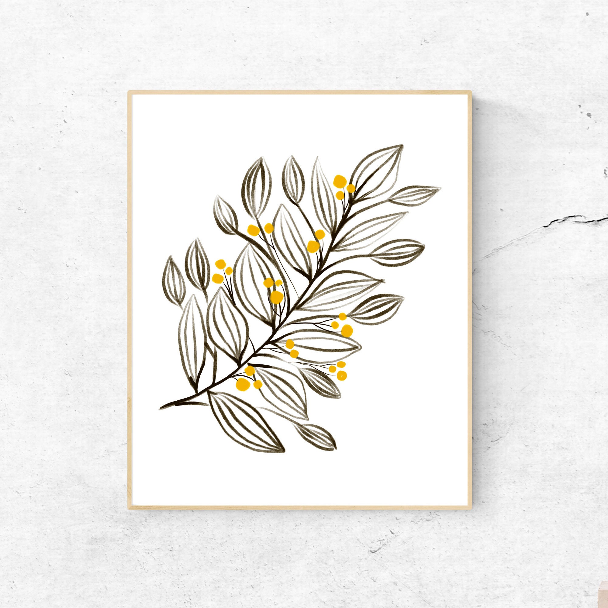 Botanical leaves wall art Printable nature art Brown ad | Etsy