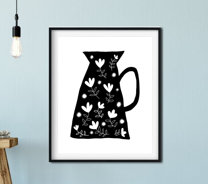 Black and White Kitchen Prints Art for Kitchen Printable Etsy