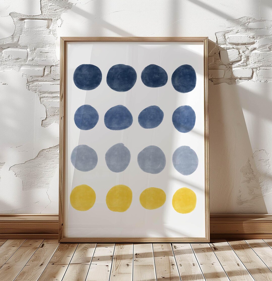 Abstract Art Print: Modern Blue and Yellow Large Artwork, Contemporary ...