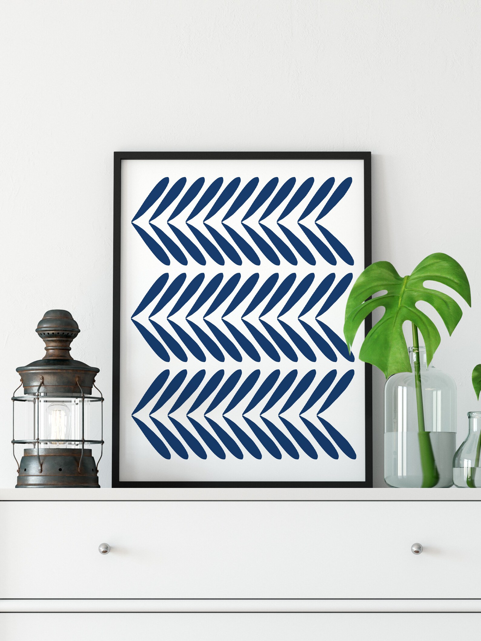Indigo Abstract Wall Art Scandinavian Art Nordic Style Etsy