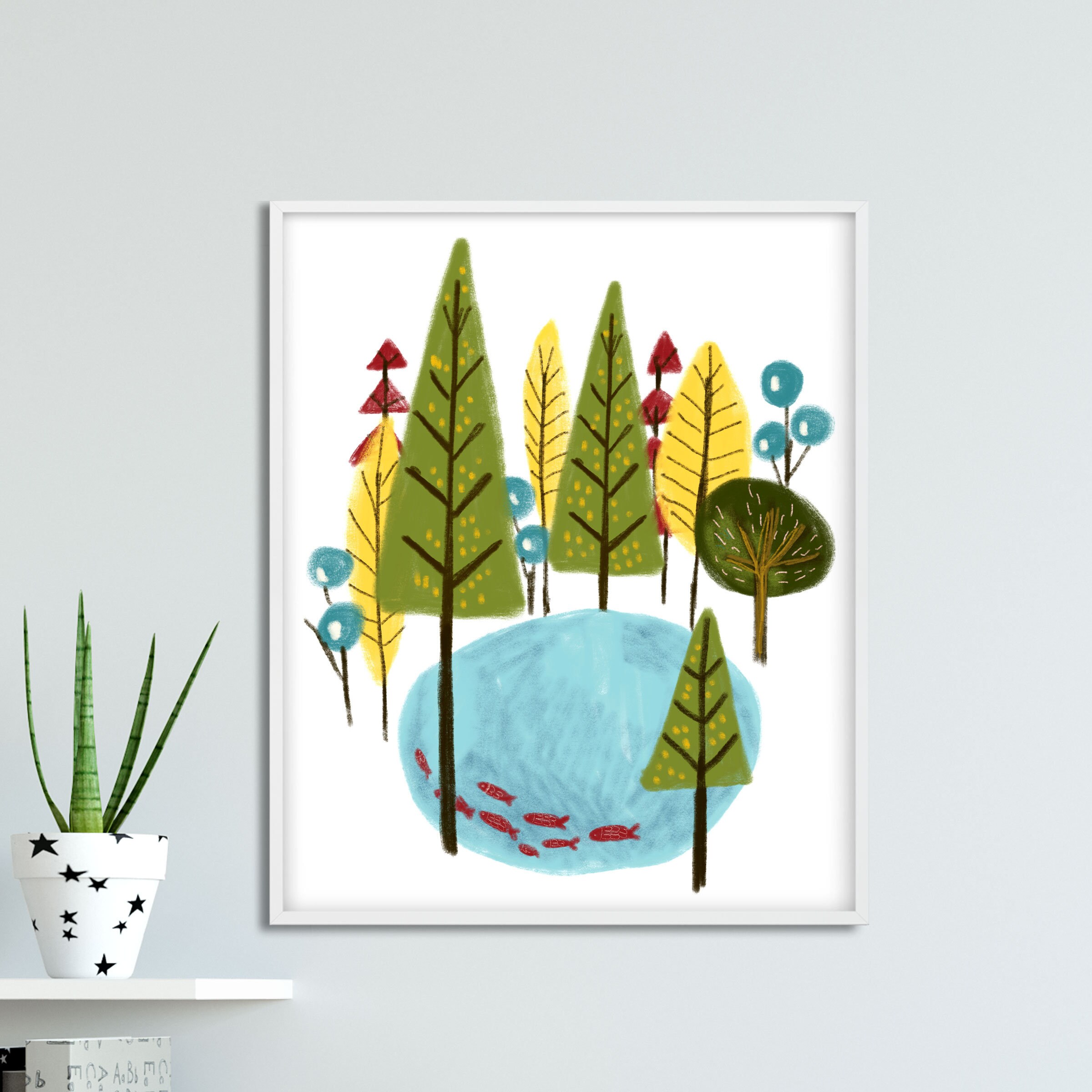 Forest Nursery Wall Art Tree Kids Room Print Woodland Etsy