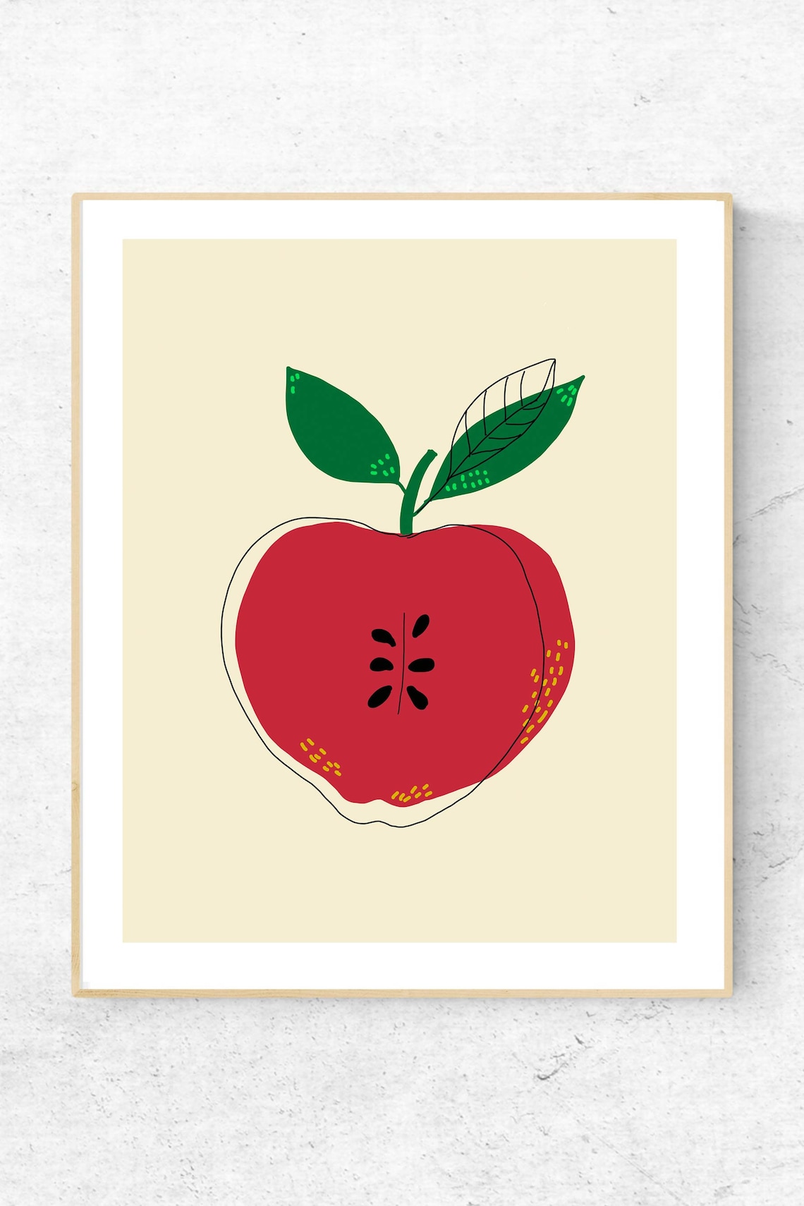 Apple Wall Art Fruit Print Downloadable Art for Kitchen Etsy