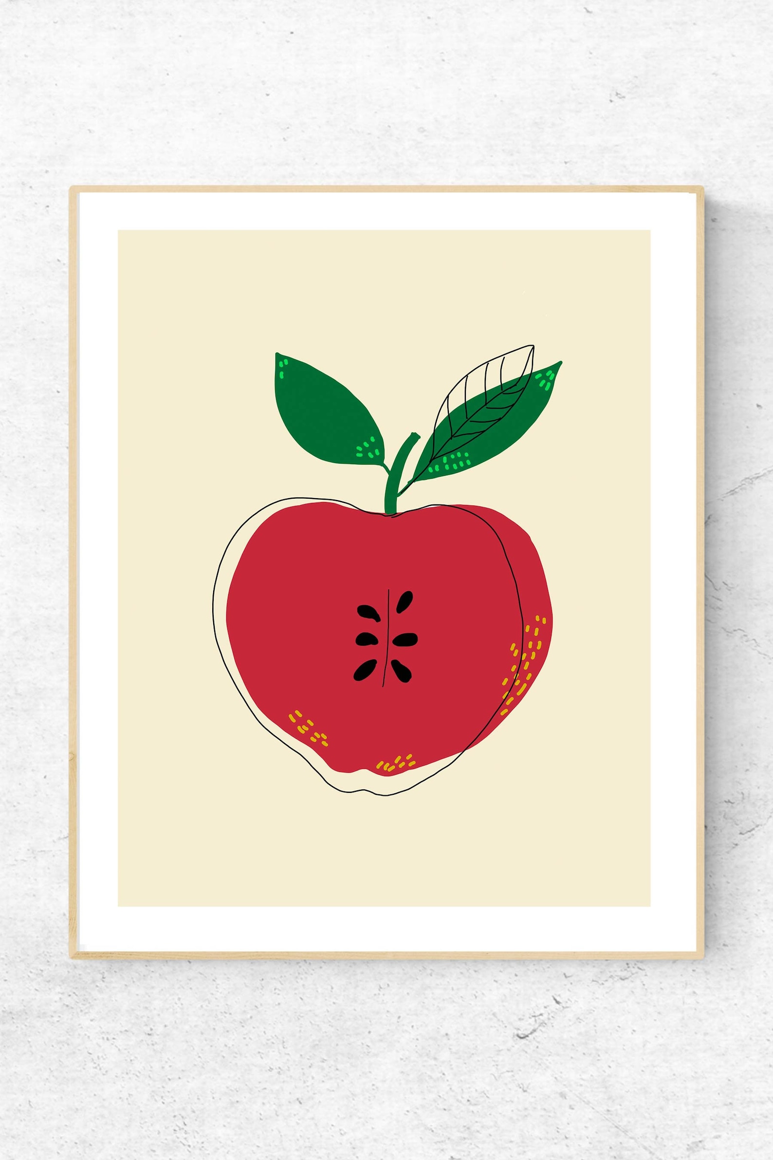 Apple Wall Art Fruit Print Downloadable Art for Kitchen Etsy