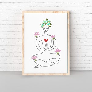 Yoga room decor, yoga studio poster, Yoga wall art, meditation wall art, cute yoga art, Printable yoga art, Breathe print, Yoga posture