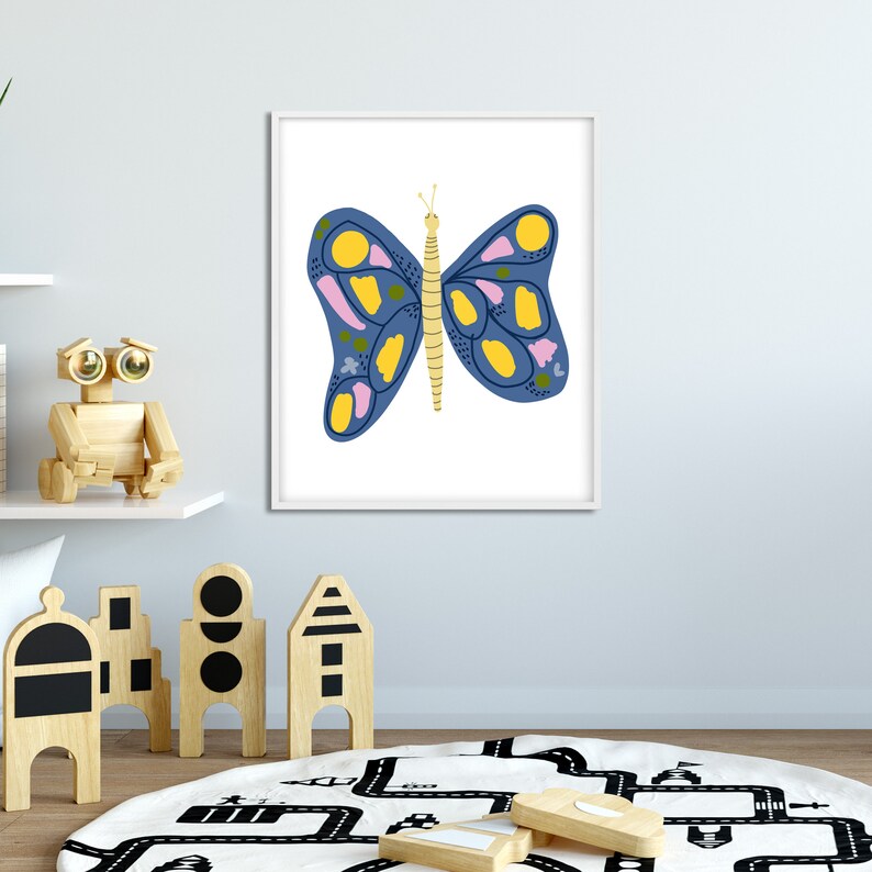 Butterfly Nursery Wall Art Colorful Kids Art Playroom Print Etsy