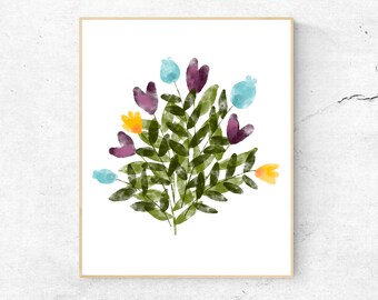 Wildflowers print, Floral wall art, floral bouquet print, Watercolor flowers, Printable floral art, spring wildflowers wall art print