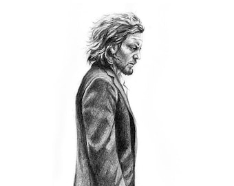 The Song Writer, Eddie Vedder Fine Art Print - 12&quot;x18&quot;, Wall Art, Pencil Drawing