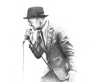 Courage, Gord Downie Fine Art Print - 11&quot;x14&quot;, Wall Art, Pencil Drawing