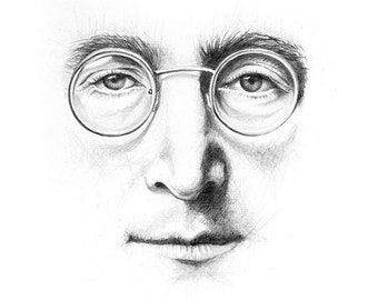 Immagina, stampa artistica di John Lennon - 11"x14", arte della parete, disegno a matita