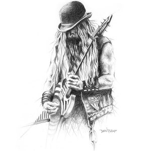 Zakk Wylde Fine Art Print - 11"x14", Wandkunst, Bleistiftzeichnung