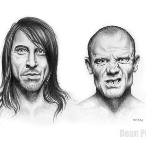 Two Peppers, Fine Art Print - 12&quot;x18&quot;, Red Hot Chili Peppers, Wall Art, Pencil Drawing