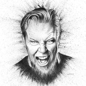 James Hetfield Fine Art Print - 21"x14", Wandbild, Bleistiftzeichnung, Metallica