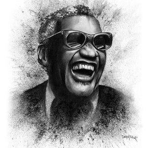 Ray Charles Fine Art Print - 11"x14", Wall Art, Charcoal Drawing