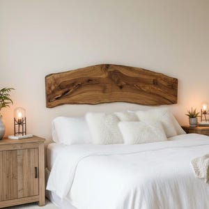 Custom Live Edge Headboard/ / King Wood Slab / Queen Bed Frame/ Rustic Wall Headboard/ Coastal Walnut Headboard/ Floated Wood Headboard