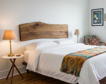 BUY IT NOW 60 inches Queen Bed Headboard/ Live Edge / Queen Bed Frame/ Custom Floated Headboard/ Rustic Wall Headboard