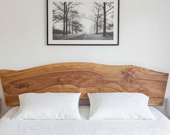 Wood Slab King Headboard / Walnut Wood Bed Frame / Live Edge Custom Queen Bed / Solid Wood Wall- Mounted Bed Frame /Reclaimed Wood Headboard