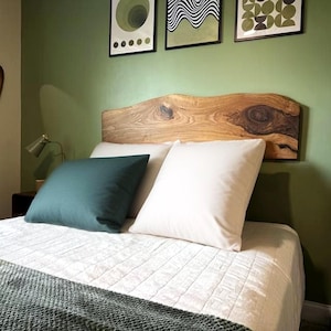 Custom Wood Headboard / Rustic Queen Bed Frame / Live Edge King Headboard / Wooden Bedhead / Walnut Slab Wood Headboard