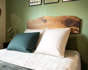 Custom Wood Headboard / Rustic Queen Bed Frame / Live Edge King Headboard / Wooden Bedhead / Walnut Slab Wood Headboard